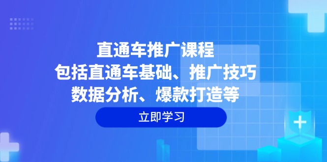 直通车推广课程：包括直通车基础、推广技巧、数据分析、爆款打造等-数码之翼