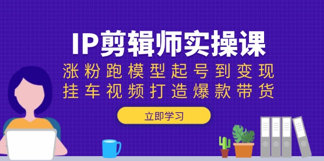 IP剪辑师实操课：涨粉跑模型起号到变现，挂车视频打造爆款带货-数码之翼