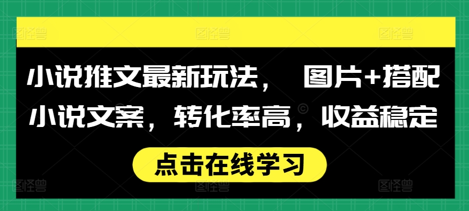 小说推文最新玩法, 图片+搭配小说文案,转化率高,收益稳定-数码之翼