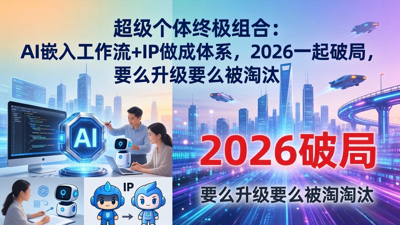 超级个体终极组合:AI嵌入工作流+IP做成体系,2026一起破局,要么升级要么被淘汰-数码之翼