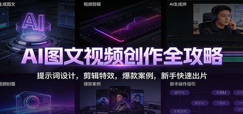 AI图文视频创作全攻略:提示词设计,剪辑特效,爆款案例,新手快速出片-数码之翼