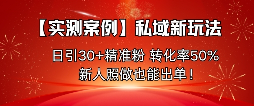 【实测案例】私域新玩法，日引30+精准粉，转化率50%，新人照做也能出单！-数码之翼