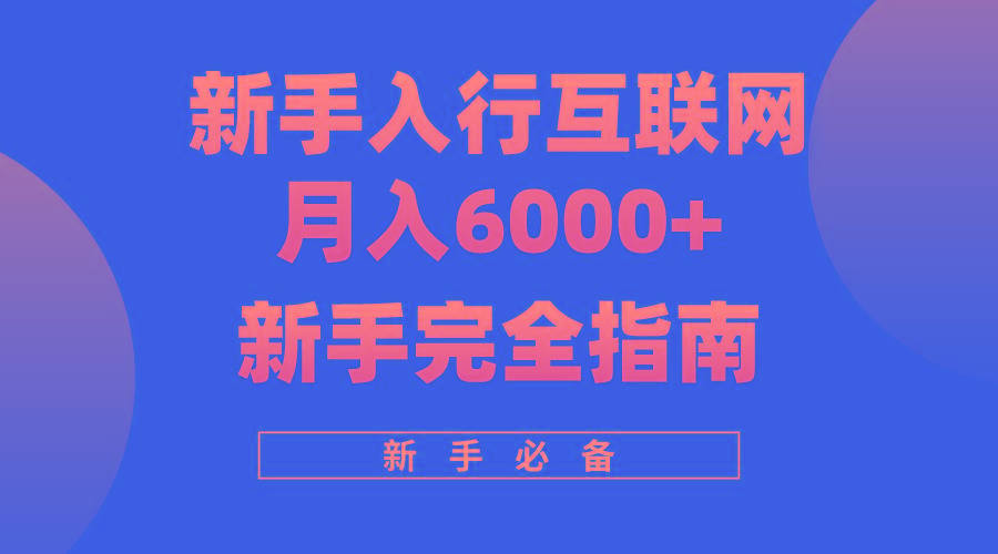 (10058期)互联网新手月入6000+完全指南 十年创业老兵用心之作，帮助小白快速入门-数码之翼
