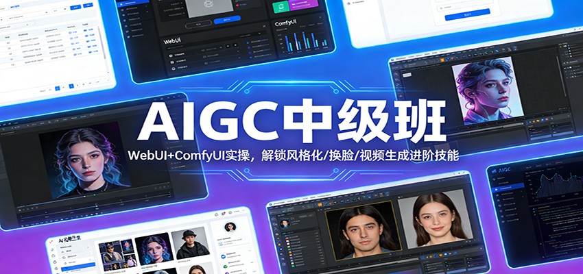 AIGC中级班:WebUI+ComfyUI实操,解锁风格化/换脸/视频生成进阶技能-数码之翼