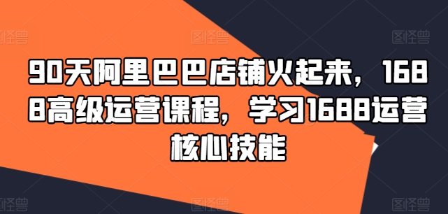 90天阿里巴巴店铺火起来，1688高级运营课程，学习1688运营核心技能-数码之翼