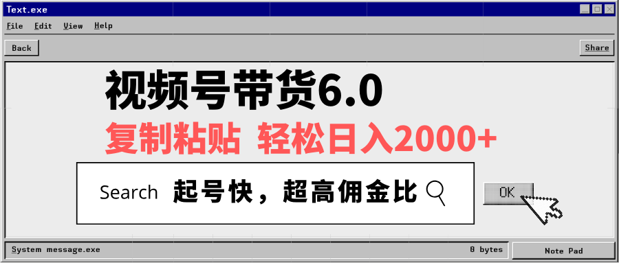 视频号带货6.0，轻松日入2000+，起号快，复制粘贴即可，超高佣金比-数码之翼