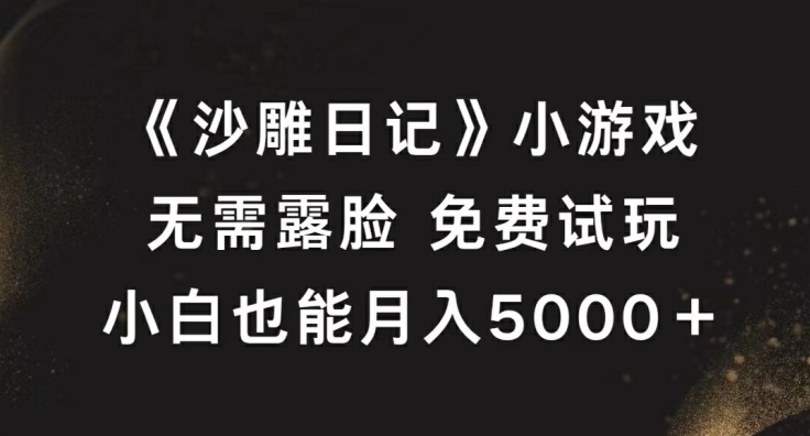 《沙雕日记》小游戏，无需露脸免费试玩，小白也能月入5000+【揭秘】-数码之翼