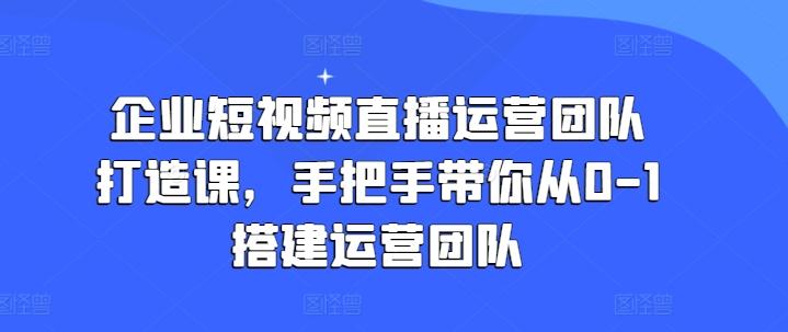 企业短视频直播运营团队打造课，手把手带你从0-1搭建运营团队-数码之翼