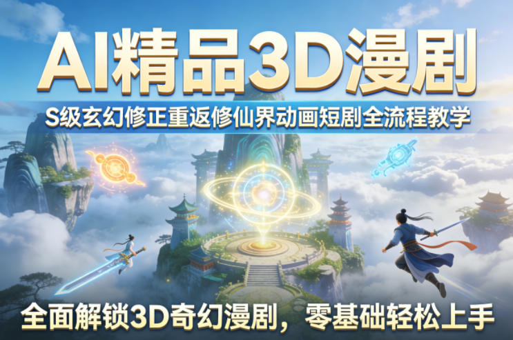 AI精品3D漫剧S级玄幻修正重返修仙界动画短剧全流程教学,全面解锁3D奇幻漫剧,零基础轻松上手-数码之翼