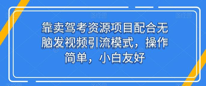 靠卖驾考资源项目配合无脑发视频引流模式，操作简单，小白友好【揭秘】-数码之翼