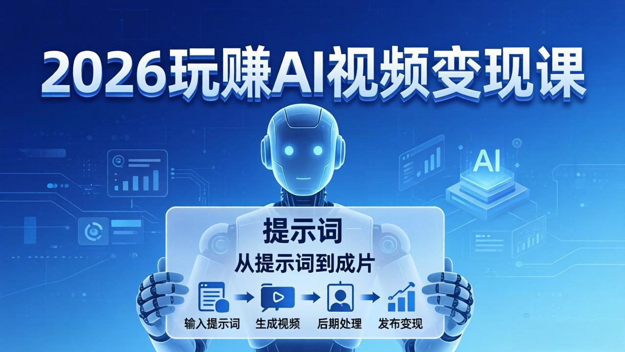 2026玩赚AI视频变现课:掌握 AI 视频全流程技能,从提示词到成片高效产出-数码之翼