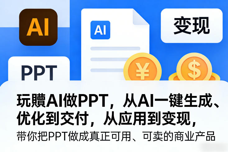 玩賺AI做PPT，从AI一键生成、优化到交付，从应用到变现，带你把PPT做成真正可用、可卖的商业产品-数码之翼