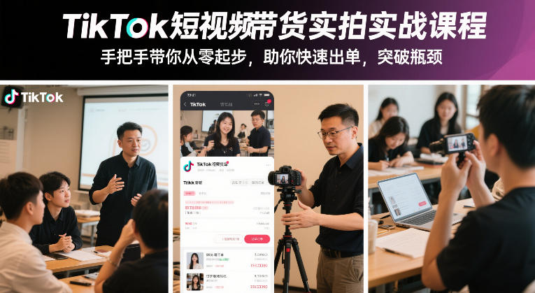 TikTok短视频带货实拍实战课程,手把手带你从零起步,助你快速出单,突破瓶颈-数码之翼