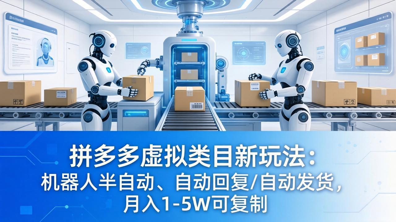 拼多多虚拟类目新玩法：机器人半自动、自动回复 /自动发货，月入 1-5W 可复制-数码之翼
