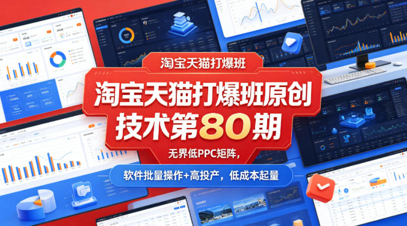 淘宝天猫打爆班原创技术第80期，无界低PPC矩阵，软件批量操作+高投产，低成本起量-数码之翼