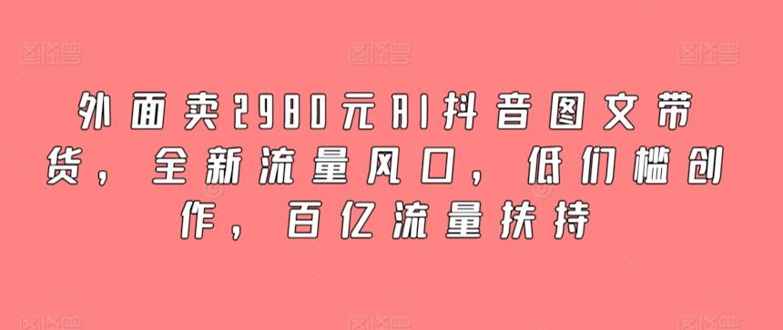 外面卖2980元AI抖音图文带货,全新流量风口,低们槛创作,百亿流量扶持-数码之翼