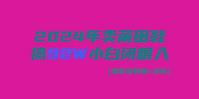 (9329期)2024年卖莆田鞋，搞了92W，小白闭眼操作！-数码之翼