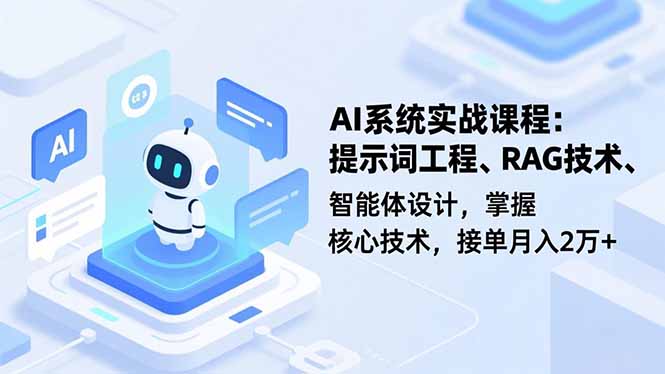 AI系统实战课程，提示词工程、RAG技术、智能体设计，掌握核心技术，接单月入2万+-数码之翼