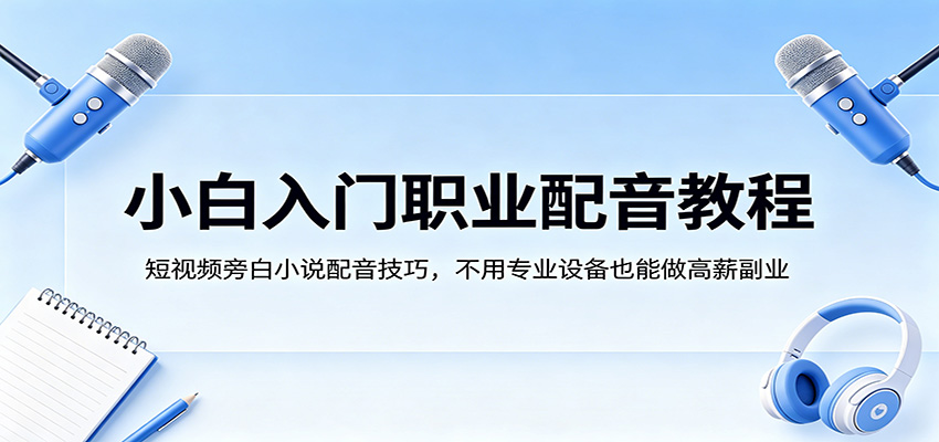小白入门职业配音教程，短视频旁白小说配音技巧，不用专业设备也能做高薪副业-数码之翼