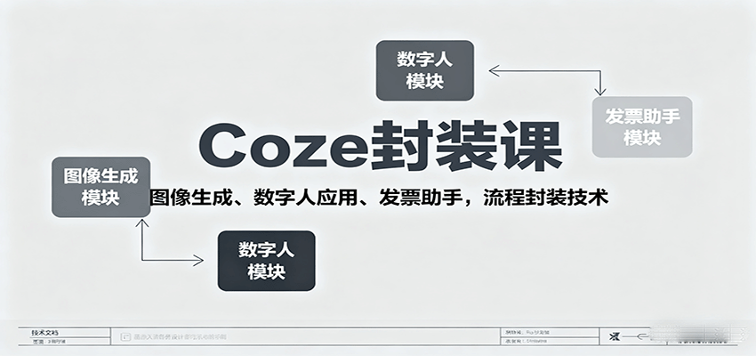 Coze封装课，图像生成、数字人应用、发票助手，流程封装技术-数码之翼