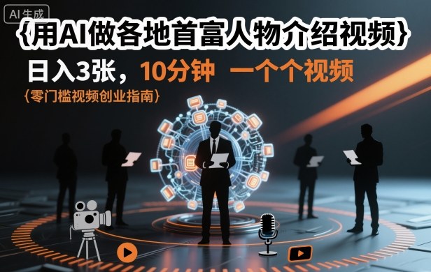 用AI做各地首富人物介绍视频，日入3张，10分钟一个视频-数码之翼