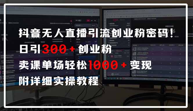 抖音无人直播引流密码！日引300+创业粉 单场轻松1000+变现 附详细实操教程-数码之翼