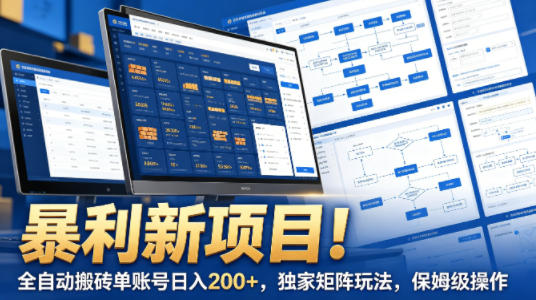暴利新项目！全自动搬砖单账号日入200+，独家矩阵玩法，保姆级操作【揭秘】-数码之翼