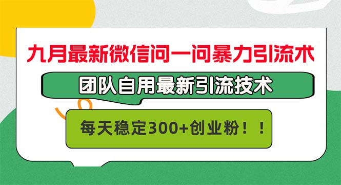 九月最新微信问一问暴力引流术，团队自用引流术，每天稳定300+创…-数码之翼