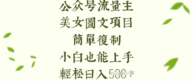 流量主长期收益项目，美女图片简单复制，小白也能上手，轻松日入5张-数码之翼