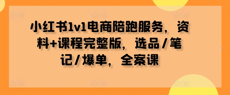 小红书1v1电商陪跑服务，资料+课程完整版，选品/笔记/爆单，全案课-数码之翼
