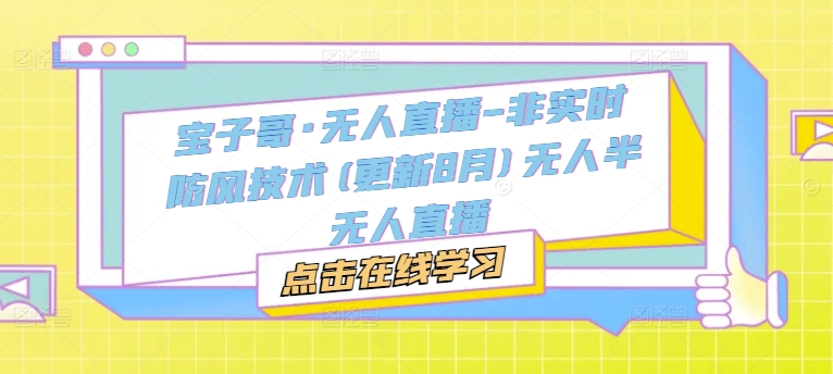 宝子哥·无人直播-非实时防风技术(更新11月)无人半无人直播-数码之翼