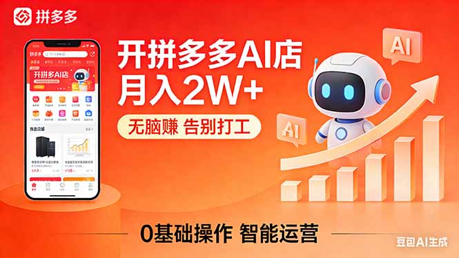开一家拼多多AI店，月入2W+，无脑赚，告别打工，附SOP手册-数码之翼