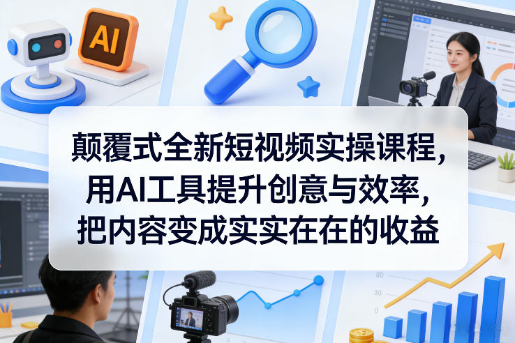 颠覆式全新短视频实操课程,用AI工具提升创意与效率,把内容变成实实在在的收益-数码之翼