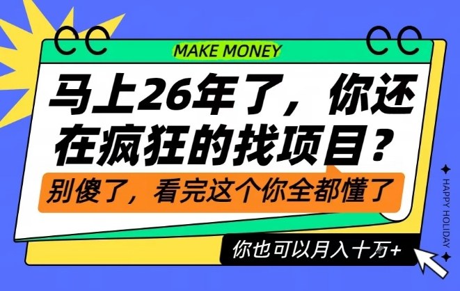 26年了，不要再疯狂的找项目了，看完这个你也可以月入十个W【揭秘】-数码之翼
