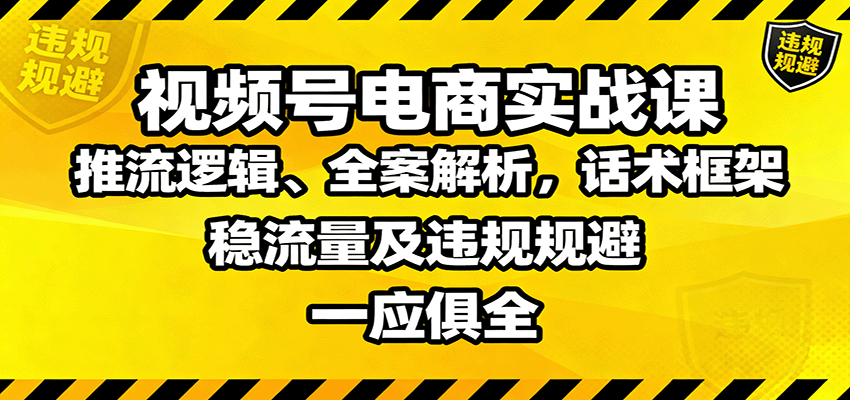 视频号电商实战课：推流逻辑、全案解析，话术框架，稳流量及违规规避等-数码之翼