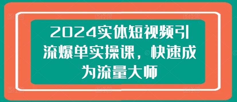 2024实体短视频引流爆单实操课,快速成为流量大师-数码之翼