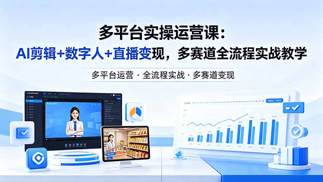 某团队多平台实操运营课-更新26年4月20：AI剪辑+数字人+直播变现，多赛道全流程实战教学-数码之翼