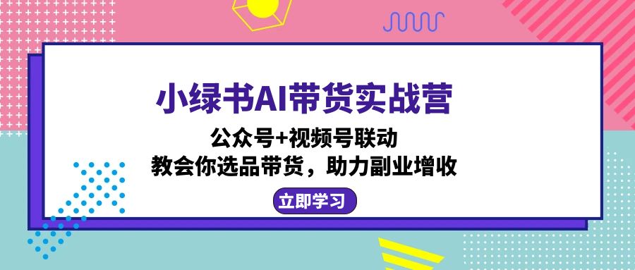 小绿书AI带货实战营：公众号+视频号联动，教会你选品带货，助力副业增收-数码之翼