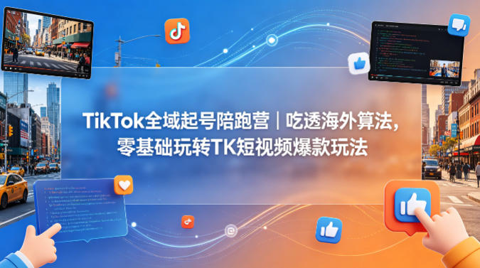 TikTok全域起号陪跑营｜吃透海外算法，零基础玩转TK短视频爆款玩法-数码之翼