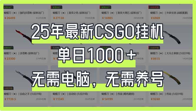 25年最新CSGO挂机系统，单日1000+，无需电脑，无需养号，0基础可上手-数码之翼