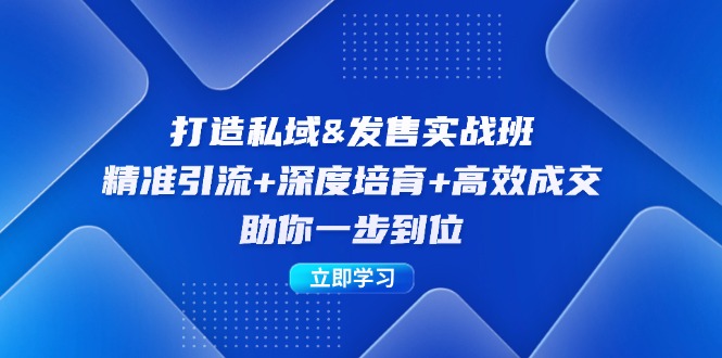 打造私域&发售实操班：精准引流+深度培育+高效成交，助你一步到位-数码之翼