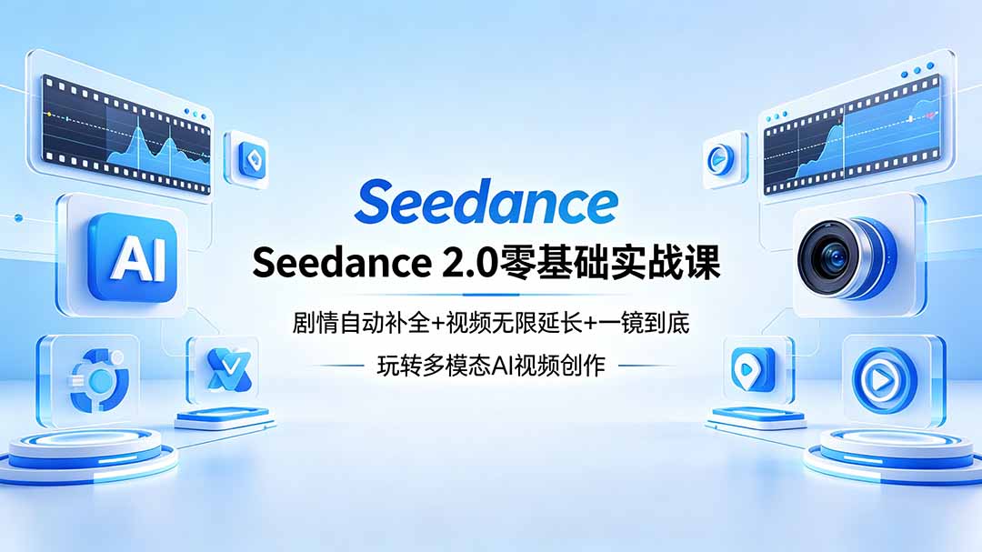Seedance 2.0零基础实战课：剧情自动补全+视频无限延长+一镜到底：玩转多模态AI视频创作-数码之翼