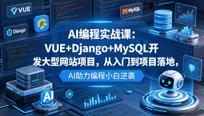 AI编程实战课：VUE+Django+MySQL开发大型网站项目，从入门到项目落地，AI助力编程小白逆袭-数码之翼