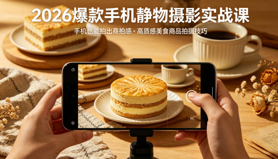 2026爆款手机静物摄影实战课，手机也能拍出商拍感，学会拍出高质感美食商品-数码之翼