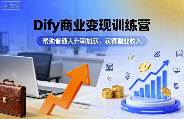 Dify商业变现训练营，帮助普通人升职加薪，获得副业收入-数码之翼