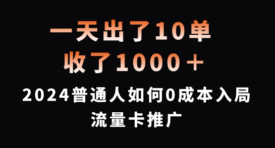 一天出了10单，收了1000+，2024普通人如何0成本入局流量卡推广【揭秘】-数码之翼