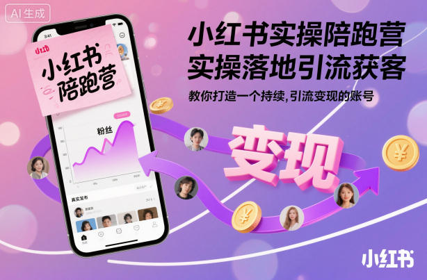 小红书实操陪跑营，实操落地引流获客，教你打造一个持续引流变现的账号-数码之翼