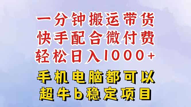 快手黑科技一分钟搬运带货，一刀不剪过原创，微付费投流玩法，轻松日入…-数码之翼