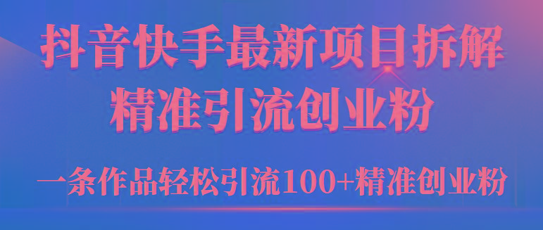 (9447期)2024年抖音快手最新项目拆解视频引流创业粉，一天轻松引流精准创业粉100+-数码之翼