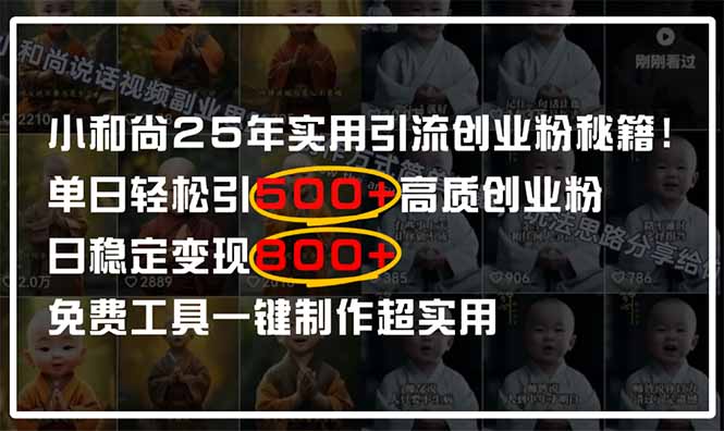 小和尚2025年实用引流秘籍!单日轻松引500+高质量创业粉,日变现800+,...-数码之翼